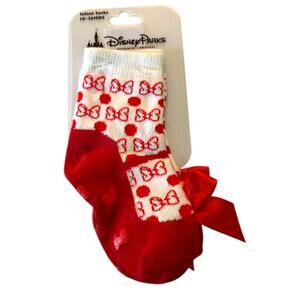 Disney Parks Red Bow Grip Socks Size 18-36 Months
